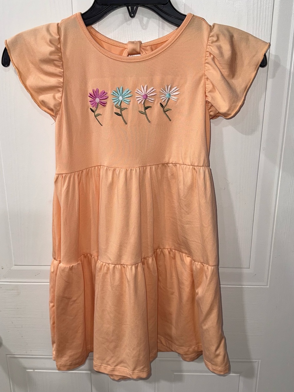 Btween Girls Size 7 Peach with Flower Embroidery Dress